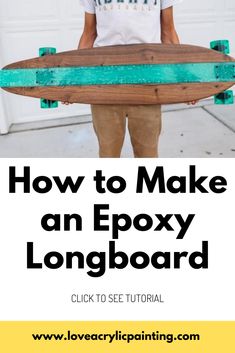 a young boy holding a skateboard with the words how to make a resinn skateboard