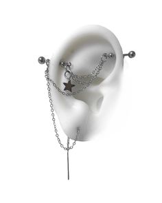 a pair of white ear plugs with chains attached to them