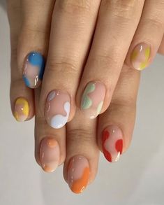 Low Maintenance Gel Nails, Nail Inspo Gel Tips, Nails Inspiration For Short Nails, Blob Nails, Spring Nails Easy, Nail Art On Natural Nails, Cutesy Nails, Groovy Nails, Mail Inspo