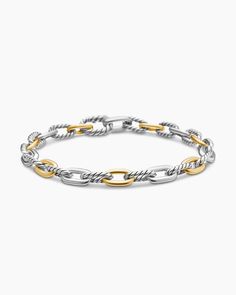 David Yurman | DY Madison Chain Bracelet in Sterling Silver with 18K Yellow Gold, 5.5mm Yurman Bracelet, David Yurman Bracelet, Amulet Charm, Bead Bangles, Women's Bracelets, Birthday List, Yellow Gold Bracelet, Shop Gifts, Christmas Special