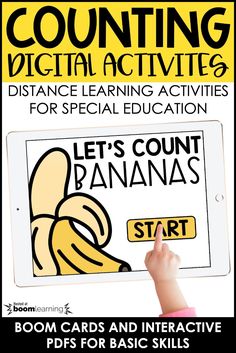 an advertisement for bananas and the text, counting digital activities distance learning activities for special education