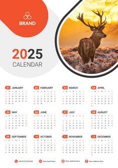 a calendar with the image of a deer on it