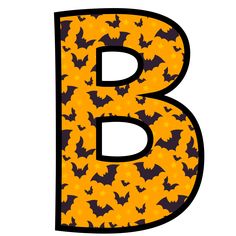 the letter b is decorated with bats