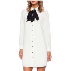 Kate Spade Classic White Velvet Bow Tie Dress Elegant Button Down Shirt Dressneed I Say Less Tuxedo Shirt Dress, Say Less, Black Plaid Shirt, Black Sparkly Dress, Velvet Bow Tie, Velvet Tie, Bow Tie Dress, Pink And White Dress, Kate Spade Dress