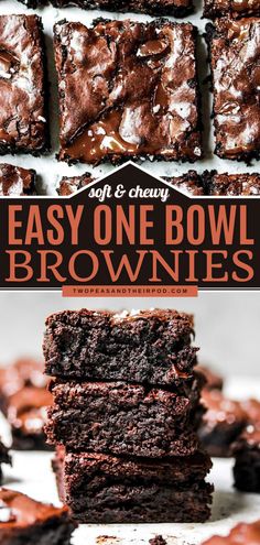 One Bowl Brownies Homemade Brownies Easy, One Bowl Brownies, Best Brownies, Brownie Recipe