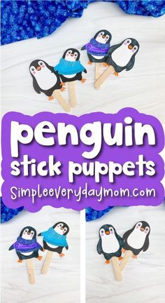 penguin stick puppets made from popsicle sticks