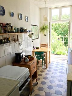 the kitchen is clean and ready for us to use in the day or night time