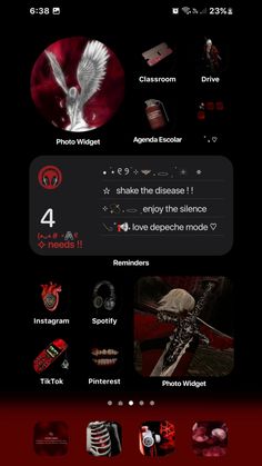 Dark Phone Theme Ideas, Vampire Phone Theme, Dark Phone Layout, Dark Phone Theme, Theme Phone