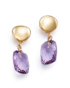 Bloomingdale's Fine Collection Amethyst Drop Earrings in 14K Yellow Gold Earring Inspo, Colored Gemstones, Amethyst Gold, Purple Earrings, Yellow Gold Jewelry, Amethyst Jewelry, Amethyst Earrings, Chain Ring, Purple Gold