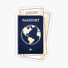 a passport sticker with an airplane flying over the globe on it's back