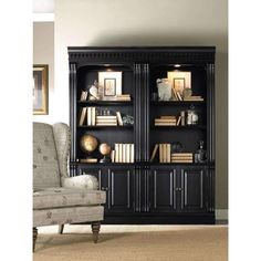 Telluride Bunching Bookcase (with Doors)-Hooker-HOOKER-370-10-446-Bookcases & Cabinets-1-France and Son Black Bookshelf, Black Bookcase, Library Bookcase, Bookcase Decor, Office Bookcase, Etagere Bookcase, Wood Bookcase, Hooker Furniture, Bookcase Storage