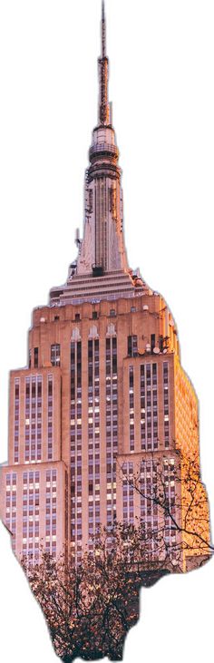 the top of a tall building with trees in front of it