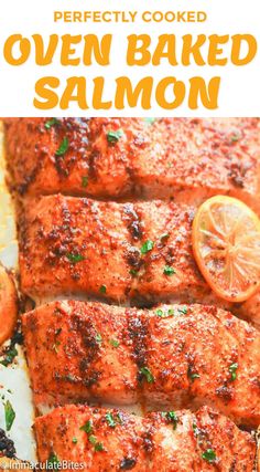 baked oven baked salmon with lemons and parsley