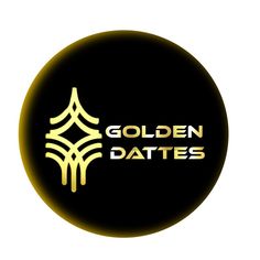 the golden dates logo on a black button