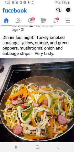 a pan filled with food sitting on top of a stove