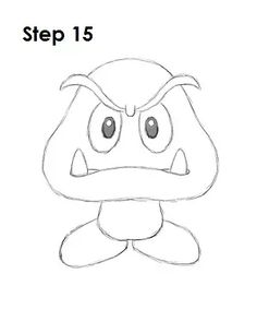 Learn how to draw a Goomba from Nintendo's Super Mario video games with this step-by-step tutorial and videoA new cartoon drawing tutorial is uploaded every weekso stay tooned Drawing Ideas Super Easy, Disney Character Drawings Sketches, Goomba Drawing, Super Mario Sketch, Bowser Drawing, Cartoon Character Drawings, Luigi Drawing, Easy Cartoon Characters To Draw