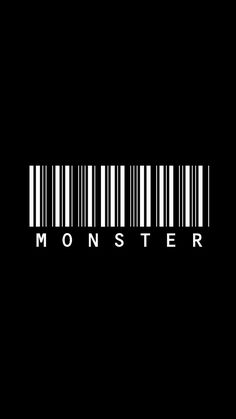 a barcode with the word monster on it in black and white, against a dark background