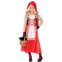 Pretty storybook look dress with attached apron and lace up bodice detail has sheer puff sleeves and includes a detachable red hooded cape Gloves stockings and basket are not included Features . Red Riding Hood 2 Piece Child Costume Specifications . Gender Child. Size Medium Morris is costumer to the stars We are well known for their unique life like mascot and animal costumes the Morris gorilla suits were used literally by hundreds of magicians TV shows and in many feature films We provide attractive costumes which are very comfortable with high standards We can take everyone to the imagination world where they travel with their stars Dress Up For Girls, Leg Avenue Costumes, Childrens Halloween Costumes, Hood Clothes, Riding Hood Costume, Tall Tale, Tale Dress, Fairy Tale Costumes, Hood Girls