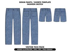 Pants Mockup, Shorts Mockup, Clothing Sketches, Tech Pack, Clothing Mockup, Short En Jean, Png Format, Jeans Shorts, Denim Pants