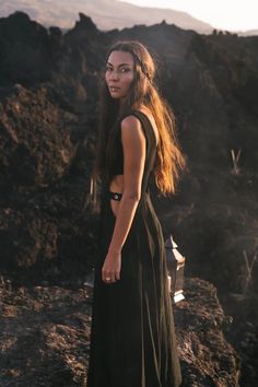 Boho maxi dress • Black wedding dress • Unique organic clothing • Cut out cotton dress • Beautiful t Celtic Dress Modern, Priestess Dress, Black Boho Maxi Dress, Witch Shoot, Head Photoshoot, Boho Photoshoot, Gothic Hippie, Prom Bridesmaid Dress, Wedding Dress Unique