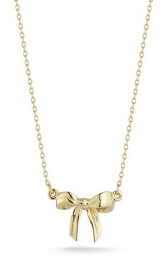 Free shipping and easy returns on Ember Fine Jewelry 14K Gold Bow Necklace. Put a bow on it and purchse this beautiful pendant necklace featuring a stunning solid 14K gold ribbon d Preppy Necklaces, Beautiful Pendant Necklace, Ribbon Necklace, Bow Necklace, Bow Jewelry, Golden Jewelry, Stacked Jewelry, Jewelry Lookbook, Ribbon Design