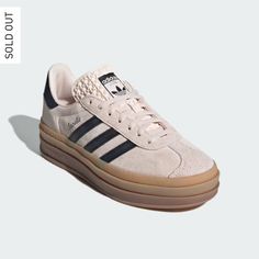 Size: 7 Women Condition: New In The Original Box Platform Adidas Cream Sneakers With Contrast Sole, Adidas Beige Leather Sneakers, Gazelle Bold Shoes, Black Gazelles, Adidas Gazelle Bold, Gazelle Shoes, Gazelle Bold, Diy Sandals, Muted Palette