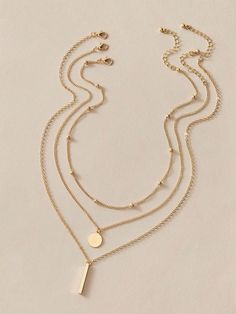 3 Piezas Nuevo Diseño Estilosas Collares Dorados En Capas Con Colgante De Barra Y Disco Para Mujeres, Joyería Diaria Para FiestaHe descubierto los artículos más increíbles en SHEIN.com, ¡ve y echa un vistazo! قلادات متدلية, Layered Coin Necklace, Bar Pendant Necklace, Layered Chokers, Star Pendant Necklace, Daily Jewelry, Layered Chains, Gold Necklace Set, Gold Necklace Layered