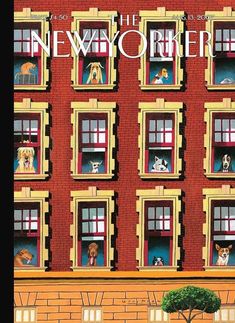 the new yorker magazine cover features dogs in windows