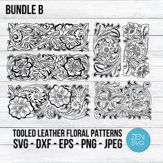 the detailed floral patterns are available for cutting and embroiderying on wooden boards, including one with