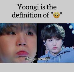 two different faces with the words yoongi is the definition of