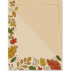 an empty card with autumn leaves and berries on the edges, in beige paper background