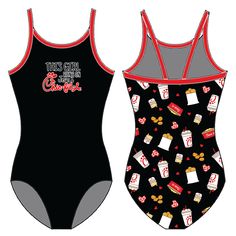 two women's swimsuits with different designs on the front and back side