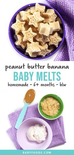 peanut butter banana baby melts recipe in a bowl and on a plate with spoon