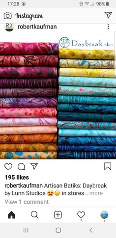 the instagram page for an artisan batiks daybreak event on instagram