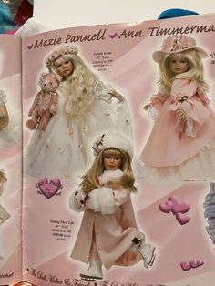 an open book with pictures of barbie dolls on it's pages and instructions for how to make them