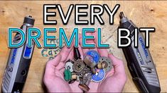 a person is holding several different items in their hands and the words, every dremel bit