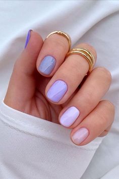 Summer Nails 2023 For Older Women, Nails With Just Nail Polish, Regular Nail Polish Ideas, Purple Ombre Nails, Nail Design Glitter, Violet Nails, Pastel Nails Designs, Gradient Nails