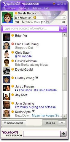 the yahoo messenger message is being displayed in this screenshote photo, with other messages added