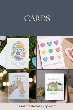 handmade valentine's day cards with hearts and flowers