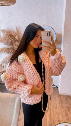 Hello, if you would like to knit this wonderful cardigan yourself, you can find the pattern on my page, I will be happy to help you. Now is the perfect time to elevate your style and wrap yourself in warmth! The Chunky Cardigan is a hand-knitted wonder that will keep you cozy on chilly days while adding a touch of elegance to your look. Features: 🌟 Stylish and Warm: This knitted jacket is crafted with thick wool that's both stylish and heat-retaining. It will keep you warm during cold days and elevate your fashion game year-round. 🧶 Handcrafted Elegance: Meticulously and attentively hand-knitted, this cardigan showcases the pinnacle of quality craftsmanship. Every detail is crafted with special care. 🌈 Color Options: The product is sent in the same colors as seen in the images, ensuring Trendy Handmade Knit Cardigan, Trendy Handmade Cardigan For Winter, Handmade Trendy Cardigan For Winter, Handmade Trendy Winter Cardigan, Handmade Cozy Knit Sweater Coat, Cozy Handmade Acrylic Cardigan, Handmade Acrylic Cozy Cardigan, Cozy Handmade Pink Cardigan, Hand Knit Cardigan