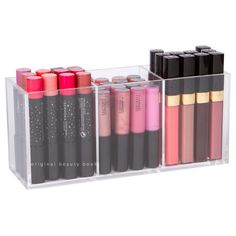 LIPGLOSS HOLDER//Acrylic Makeup Organization//$19.00//www.originalbeautybox.com Diy Makeup Organization, Desain Pantry, Acrylic Organizer Makeup