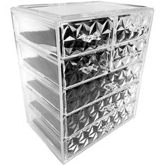 Sorbus Acrylic Cosmetic Makeup and Jewelry Storage Case Display, Spacious Design, Diamond Pattern, 3 Large/4 Small Drawers Size: Makeup Organizers.  Color: Clear. All Natural Makeup, Makeup Storage Organization, Makeup Train Case, Beauty Organization, Plastic Organizer, Makeup To Buy, Small Drawers, Cosmetic Organizer, Makeup Storage