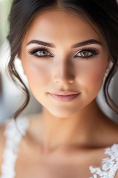 15 Breathtakingly Glam Wedding Makeup Looks You'll Love Makeup For Senior Portraits, Timeless Bride Makeup, Evening Wedding Makeup For Brown Eyes, Simple Elegant Bridal Makeup, Soft Glam Makeup Bride, Bridal Makeup Summer, Gala Makeup Looks, Modern Wedding Makeup, Soft Glam Bridesmaid Makeup