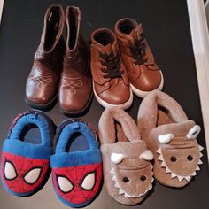 Bundle Of Toddler Shoes & Slippers All Nwot Or Like New Condition, Very Gently Used, Beautiful, From A Smoke Free - Pet Free Home. Spiderman Slippers Size 5/6 Brown Slippers Size 2 High Top Shoes Size 5 Cowboy Boots Size 7 Spiderman Slippers, Brown Slippers, Shoes Slippers, High Top Shoes, Toddler Shoes, Top Shoes, High Top, Cowboy Boots, Kids Shoes