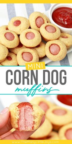 mini corn dog muffins with ketchup on the side