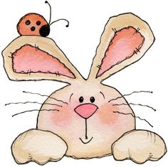 a drawing of a bunny with a ladybug on its back