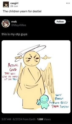 an image of someone's twitter post about the angel