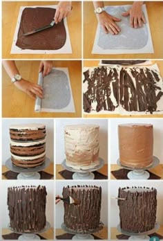 how to frost a cake with chocolate icing on the top and bottom layer, step by step