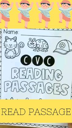 the cvc reading passage is shown with four different pictures and text that reads, read passage