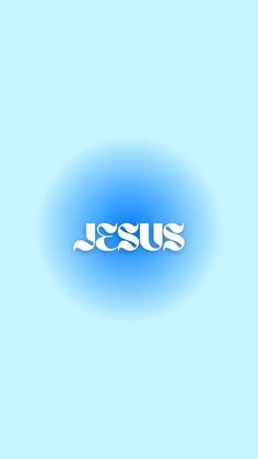 the word jesus written in white on a blue background